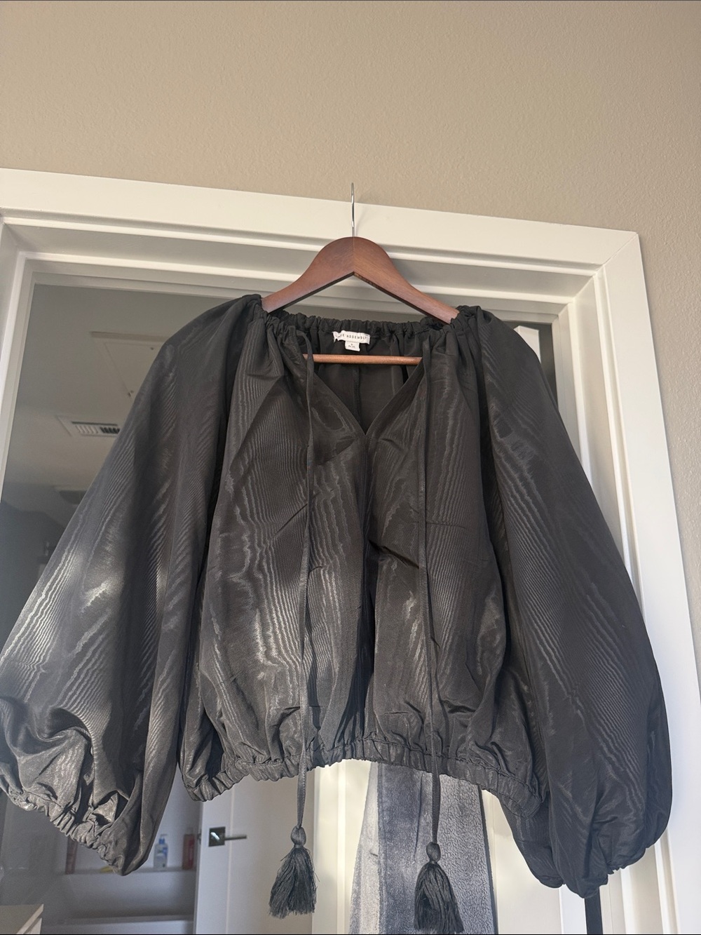 Sheer Black Drawstring Blazer Jacket - Picture 2 of 5